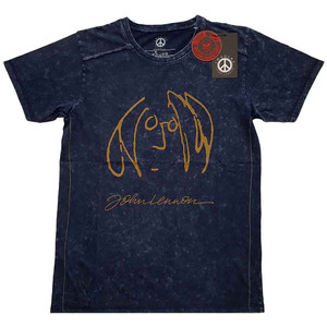 John Lennon Unisex T-Shirt: Self Portrait Snow Wash (Navy Blue) (Wash Collection) John Lennon Unisex T-Shirt: Self Portrait Snow Wash (Navy Blue) (Wash Collection)