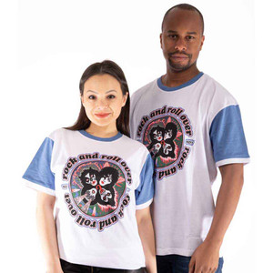 KISS Unisex Ringer T-Shirt: Rock and Roll Over (Purple & White) KISS Unisex Ringer T-Shirt: Rock and Roll Over (Purple & White)
