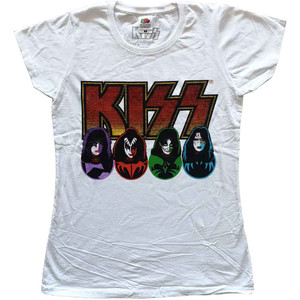 KISS Ladies T-Shirt: Logo, Faces & Icons (White) KISS Ladies T-Shirt: Logo, Faces & Icons (White)