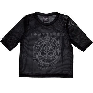 Lamb Of God Ladies Crop Top: Omens Clock (Black) (Mesh) Lamb Of God Ladies Crop Top: Omens Clock (Black) (Mesh)