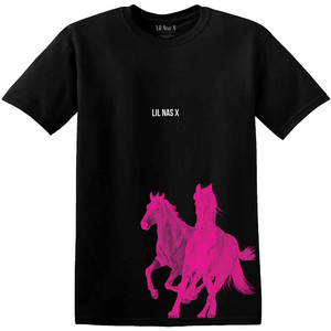 Lil Nas X Unisex T-Shirt: Pink Horses (Black) Lil Nas X Unisex T-Shirt: Pink Horses (Black)
