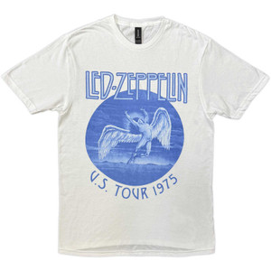 Led Zeppelin Unisex T-Shirt: Tour '75 Blue Wash (White) Led Zeppelin Unisex T-Shirt: Tour '75 Blue Wash (White)