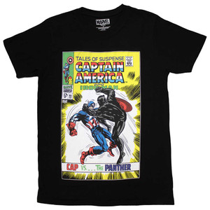 Marvel Comics Unisex T-Shirt: Cap vs The Panther Comic Cover (Black) Marvel Comics Unisex T-Shirt: Cap vs The Panther Comic Cover (Black)