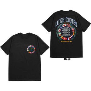 Luke Combs Unisex T-Shirt: Tour '23 Flag (Black) (Back Print & Ex-Tour) Luke Combs Unisex T-Shirt: Tour '23 Flag (Black) (Back Print & Ex-Tour)