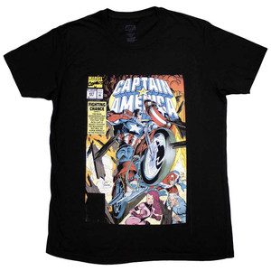 Marvel Comics Unisex T-Shirt: Captain America Wheel Comic Cover (Black) Marvel Comics Unisex T-Shirt: Captain America Wheel Comic Cover (Black)