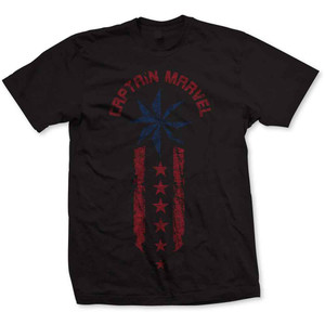 Marvel Comics Unisex T-Shirt: Captain Marvel Star Stripe (Black) Marvel Comics Unisex T-Shirt: Captain Marvel Star Stripe (Black)