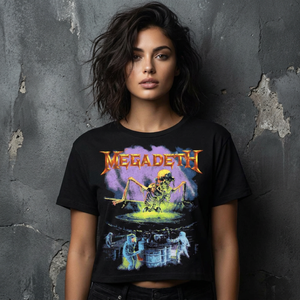 Megadeth Ladies Crop Top: Contaminated (Black) (Back Print)