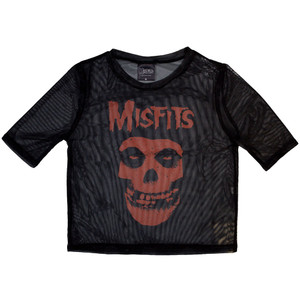Misfits Ladies Crop Top: Orange Logo & Skull (Black) (Mesh) Misfits Ladies Crop Top: Orange Logo & Skull (Black) (Mesh)