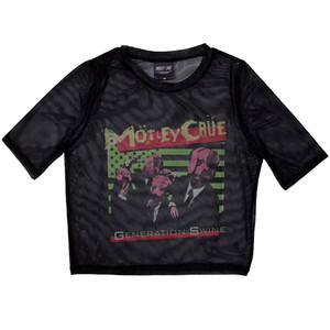 Motley Crue Ladies Crop Top: Generation Swine (Black) (Mesh) Motley Crue Ladies Crop Top: Generation Swine (Black) (Mesh)