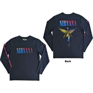 Nirvana Unisex Long Sleeve T-Shirt: Angelic Gradient (Navy Blue) (Back & Sleeve Print) Nirvana Unisex Long Sleeve T-Shirt: Angelic Gradient (Navy Blue) (Back & Sleeve Print)