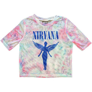 Nirvana Ladies Crop Top: Angelic Blue Mono (White) (Mesh) Nirvana Ladies Crop Top: Angelic Blue Mono (White) (Mesh)