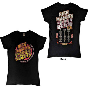 Nick Mason's Saucerful of Secrets Ladies T-Shirt: Echoes European Tour 2022 (Black) (Back Print & Ex-Tour) Nick Mason's Saucerful of Secrets Ladies T-Shirt: Echoes European Tour 2022 (Black) (Back Print & Ex-Tour)