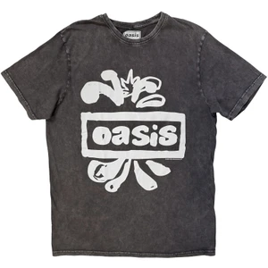 Oasis Unisex Stone Wash T-Shirt: Logo Splat (Charcoal Grey)