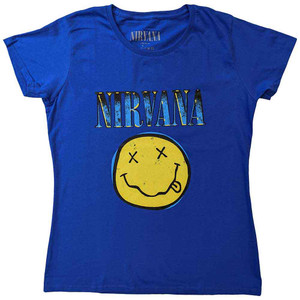 Nirvana Unisex T-Shirt: Xerox Happy Face (Blue) Nirvana Unisex T-Shirt: Xerox Happy Face (Blue)