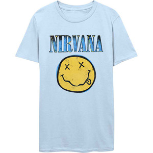 Nirvana Unisex T-Shirt: Xerox Happy Face Blue (Light Blue) Nirvana Unisex T-Shirt: Xerox Happy Face Blue (Light Blue)