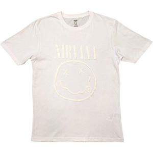 Nirvana Unisex T-Shirt: White Happy Face (White) (Hi-Build) Nirvana Unisex T-Shirt: White Happy Face (White) (Hi-Build)