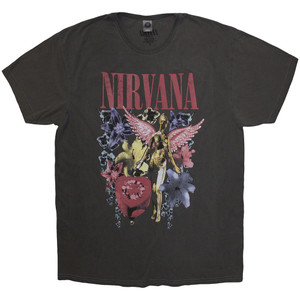 Nirvana Unisex Stone Wash T-Shirt: In Utero Vintage Collage (Black) Nirvana Unisex Stone Wash T-Shirt: In Utero Vintage Collage (Black)