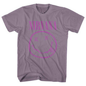 Nirvana Unisex T-Shirt: Purple Happy Face (Dusky Pink) Nirvana Unisex T-Shirt: Purple Happy Face (Dusky Pink)