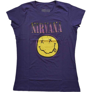 Nirvana Ladies T-Shirt: Xerox Happy Face Pink (Purple) Nirvana Ladies T-Shirt: Xerox Happy Face Pink (Purple)