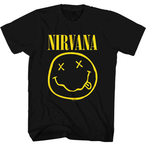 Nirvana Unisex T-Shirt: Yellow Happy Face (Black) Nirvana Unisex T-Shirt: Yellow Happy Face (Black)