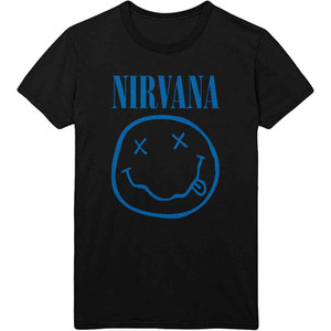 Nirvana Unisex T-Shirt: Blue Happy Face (Black) Nirvana Unisex T-Shirt: Blue Happy Face (Black)