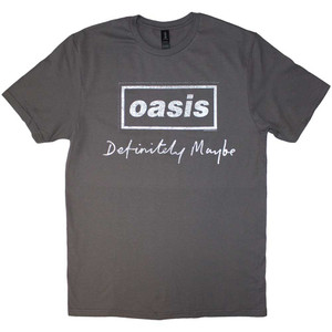 Oasis Unisex T-Shirt: Definitely Maybe Distressed Text Logo (Charcoal Grey) Oasis Unisex T-Shirt: Definitely Maybe Distressed Text Logo (Charcoal Grey)