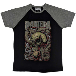Pantera Unisex Raglan T-Shirt: Serpent Skull (Black & Grey) Pantera Unisex Raglan T-Shirt: Serpent Skull (Black & Grey)