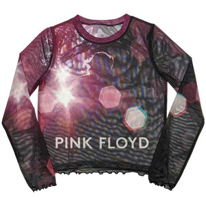 Pink Floyd Ladies Long Sleeve Crop Top: Knebworth '90 (Black) (Mesh) Pink Floyd Ladies Long Sleeve Crop Top: Knebworth '90 (Black) (Mesh)
