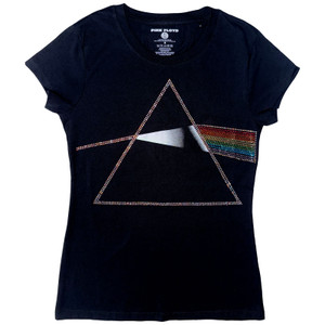 Pink Floyd Ladies T-Shirt: Dark Side of the Moon (Black) (Embellished) Pink Floyd Ladies T-Shirt: Dark Side of the Moon (Black) (Embellished)