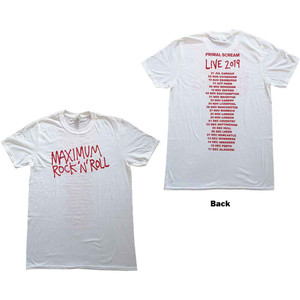 Primal Scream Unisex T-Shirt: Maximum RnR (White) (Back Print & Ex-Tour) (XX-Large) Primal Scream Unisex T-Shirt: Maximum RnR (White) (Back Print & Ex-Tour) (XX-Large)