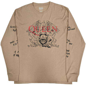 Queen Unisex Long Sleeve T-Shirt: Handwritten (Sand) (Sleeve Print) Queen Unisex Long Sleeve T-Shirt: Handwritten (Sand) (Sleeve Print)