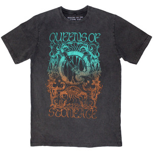 Queens Of The Stone Age Unisex Stone Wash T-Shirt: Montage (Charcoal Grey) Queens Of The Stone Age Unisex Stone Wash T-Shirt: Montage (Charcoal Grey)