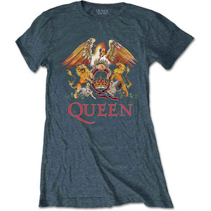 Queen Ladies T-Shirt: Classic Crest (Heather Blue) Queen Ladies T-Shirt: Classic Crest (Heather Blue)