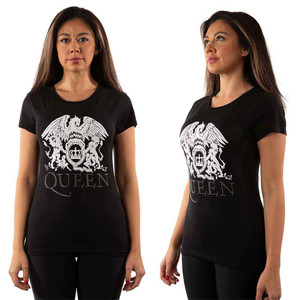 Queen Ladies T-Shirt: Logo (Black) (Embellished) Queen Ladies T-Shirt: Logo (Black) (Embellished)
