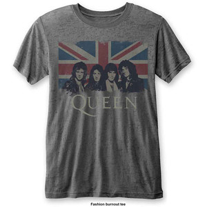 Queen Unisex Burnout T-Shirt: Vintage Union Jack (Charcoal Grey) Queen Unisex Burnout T-Shirt: Vintage Union Jack (Charcoal Grey)