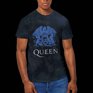 Queen Unisex T-Shirt: Blue Crest (Dip-Dye On Black) (Wash Collection) Queen Unisex T-Shirt: Blue Crest (Dip-Dye On Black) (Wash Collection)