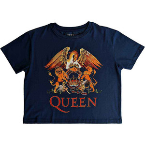 Queen Ladies Crop Top: Classic Crest (Denim Blue) Queen Ladies Crop Top: Classic Crest (Denim Blue)