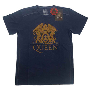 Queen Unisex T-Shirt: Classic Crest (Navy Blue) (Wash Collection) Queen Unisex T-Shirt: Classic Crest (Navy Blue) (Wash Collection)