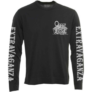 Queen Unisex Long Sleeve T-Shirt: Extravaganza (Black) (Sleeve Print) Queen Unisex Long Sleeve T-Shirt: Extravaganza (Black) (Sleeve Print)