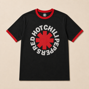 Red Hot Chili Peppers Unisex Ringer T-Shirt: Classic Asterisk (Black)