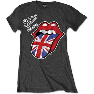 The Rolling Stones Ladies T-Shirt: Vintage British Tongue (Charcoal Grey) The Rolling Stones Ladies T-Shirt: Vintage British Tongue (Charcoal Grey)