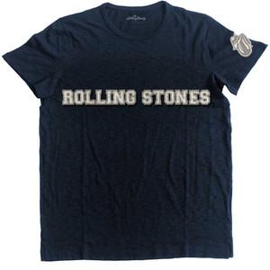 The Rolling Stones Unisex T-Shirt: Logo & Tongue Applique (Navy Blue) (Embellished) The Rolling Stones Unisex T-Shirt: Logo & Tongue Applique (Navy Blue) (Embellished)