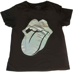 The Rolling Stones Unisex T-Shirt: Foil Tongue (Black) (Embellished) The Rolling Stones Unisex T-Shirt: Foil Tongue (Black) (Embellished)