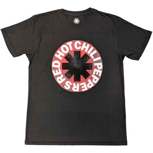 Red Hot Chili Peppers Unisex T-Shirt: Red Circle Asterisk (Grey)