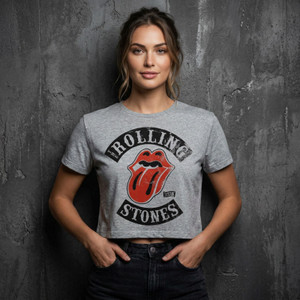 The Rolling Stones Ladies Crop Top: Tour '78 (Grey)