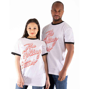 The Rolling Stones Unisex Ringer T-Shirt: Signature Logo (White) The Rolling Stones Unisex Ringer T-Shirt: Signature Logo (White)