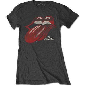 The Rolling Stones Ladies T-Shirt: Vintage Tongue Logo (Charcoal Grey) The Rolling Stones Ladies T-Shirt: Vintage Tongue Logo (Charcoal Grey)