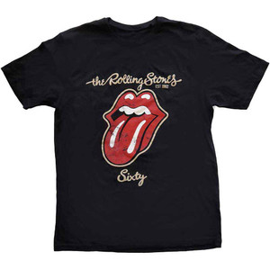 The Rolling Stones Unisex T-Shirt: Sixty Plastered Tongue (Black) (Embellished) The Rolling Stones Unisex T-Shirt: Sixty Plastered Tongue (Black) (Embellished)