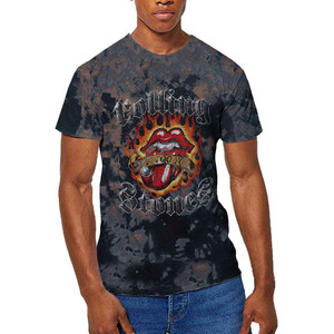 The Rolling Stones Unisex T-Shirt: Tattoo Flames (Dip-Dye On Grey) (Wash Collection) The Rolling Stones Unisex T-Shirt: Tattoo Flames (Dip-Dye On Grey) (Wash Collection)