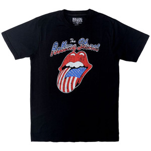 The Rolling Stones Unisex T-Shirt: USA Tongue (Black) (Embellished) The Rolling Stones Unisex T-Shirt: USA Tongue (Black) (Embellished)